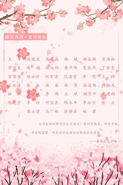 【生日祝?！抗ё?月生日的員工生日快樂！