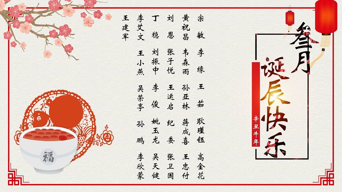 【生日祝福】恭祝03月生日的員工生日快樂！